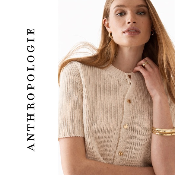 Anthropologie Sweaters - Anthropologie Maeve Short-Sleeve Button-Front Cardigan Sweater